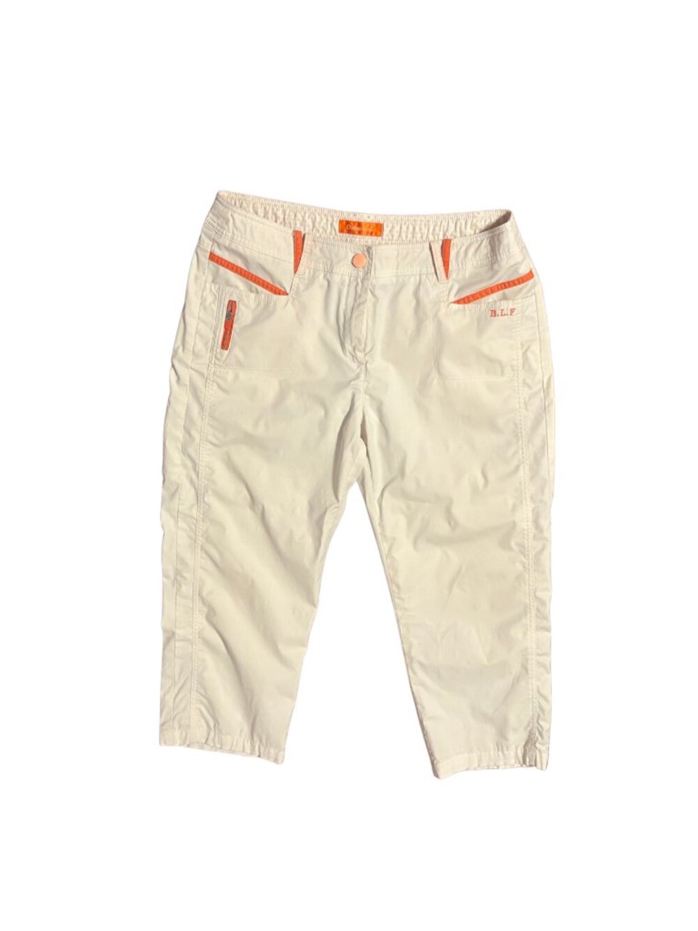 Biemlfdlkk Women’s Golf Capri Pants White Orange Stretch Performance Pants
